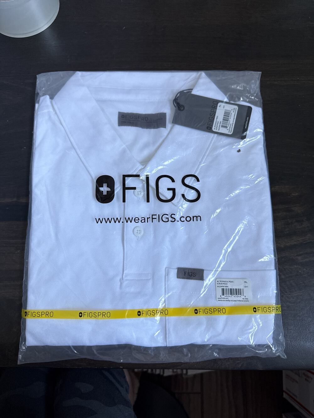 FIGS Technical Pique Scrub Polo Men XL White